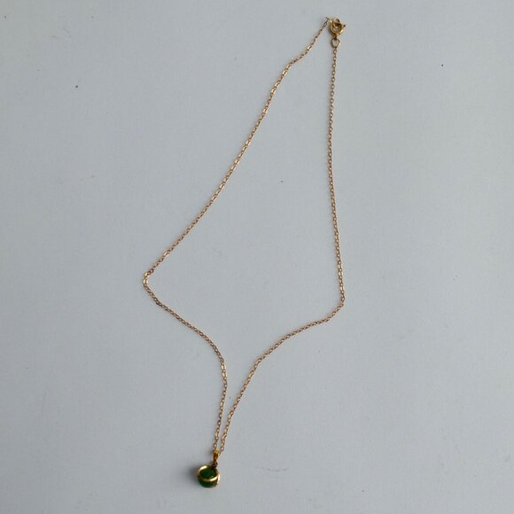 Vintage Gold Filled Genuine Jade Necklace with Box 16" Chain - Picture 5 of 5
